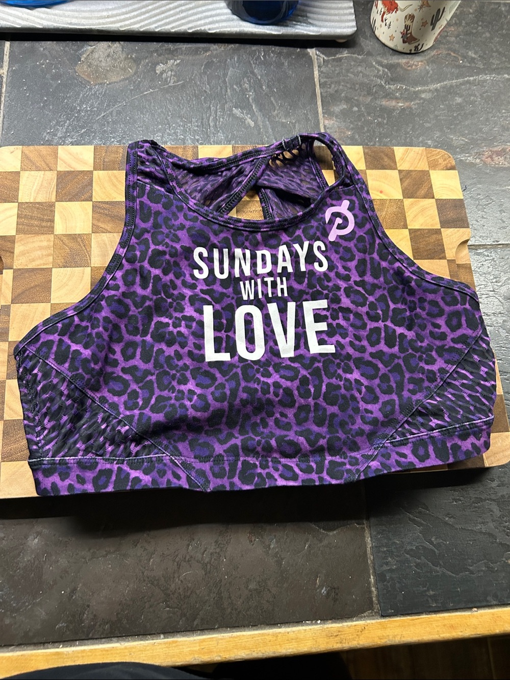 Nike Purple Leopard Print Sports Bra "Sundays With Love"